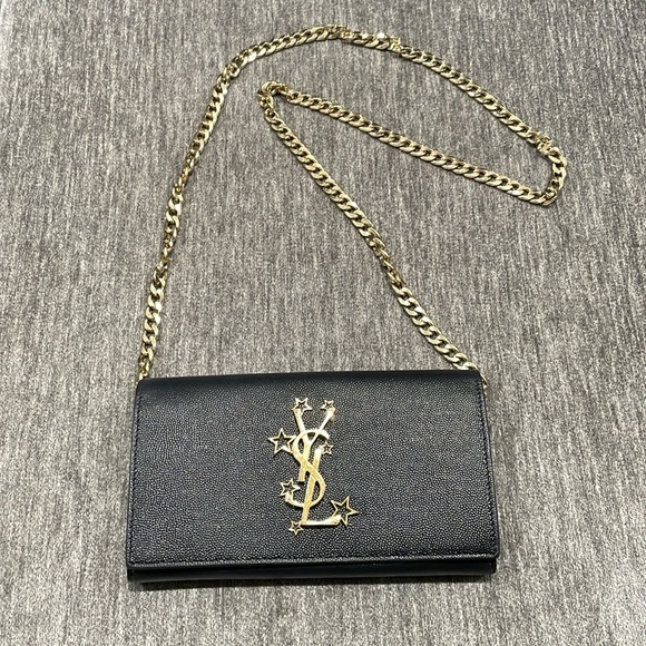 YVES SAINT LAURENT Grain De Poudre Star Studded Monogram Wallet in Black - Picture 3 of 16